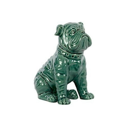 50883 Ceramic Sitting American Bulldog Gloss Turquoise - Turquoise