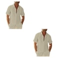 thumbnail image 4 of Guardurnaity Camisa abotonada para hombre de viaje, senderismo, verano, fiesta en la piscina, playa, caminar, Color sólido, camisetas ajustadas, Caqui METRO 2piezas, 4 of 6