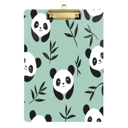 12.5" x 9" Acrylic Clipboard with Gold Metal Clip Office and Classroom Essential Cute Pandas