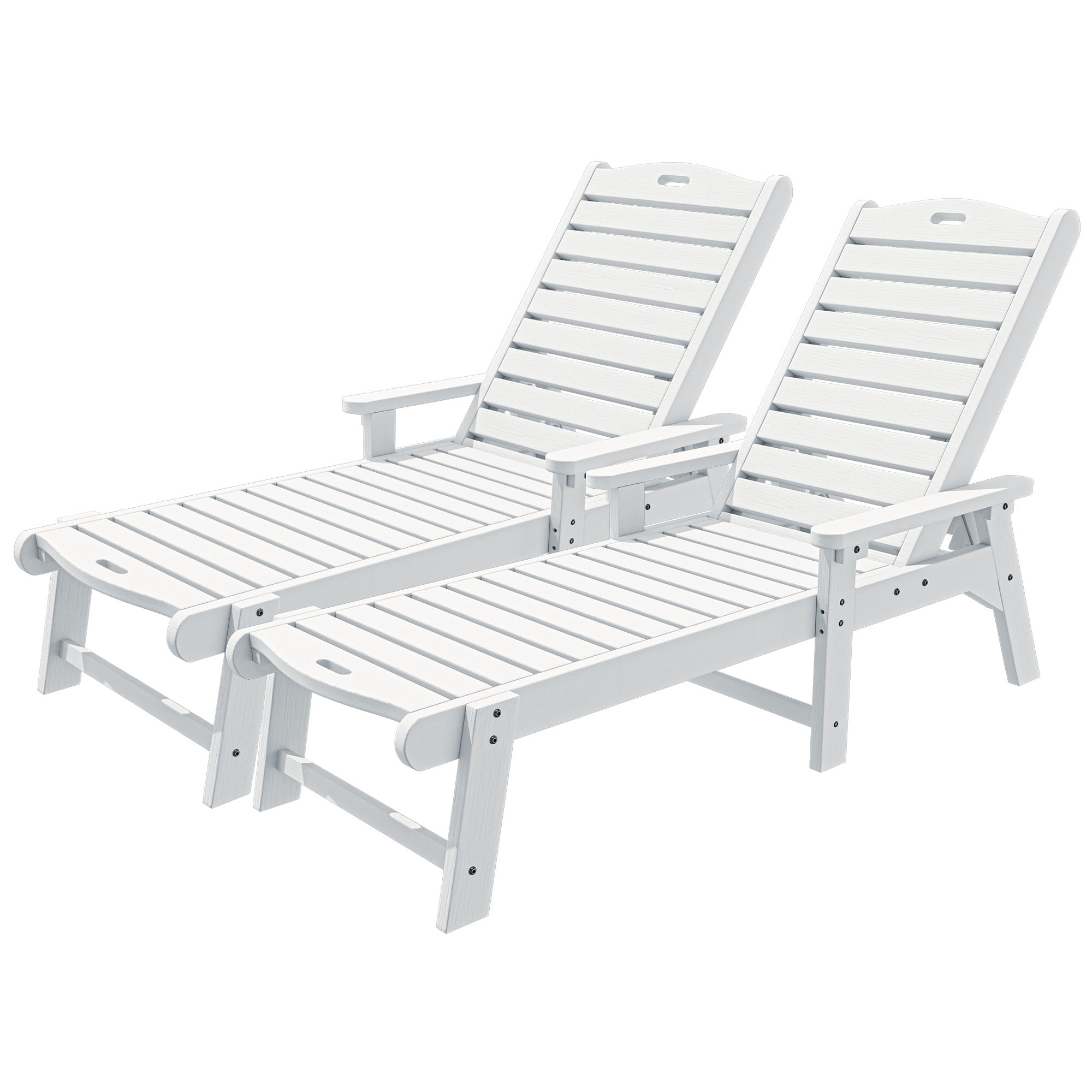 Uforic Outdoor Chaise Lounge Chairs with Adjustable Backrest, Heavy Duty Hips Resin Patio Lounger with Wide Armrest, 2 Pcs