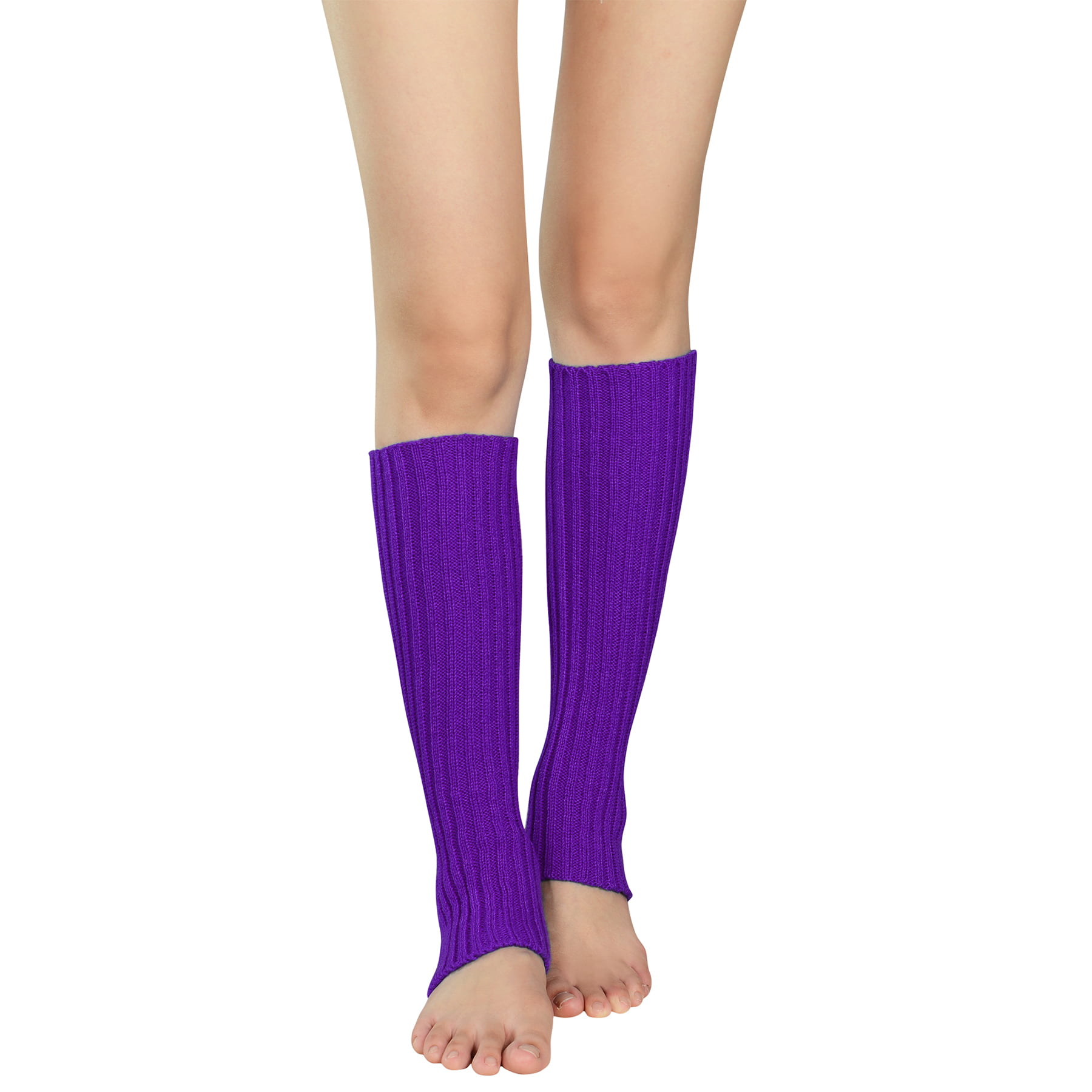 Zando Purple Leg Warmers for Women 80s Ribbed Knit Knee Warmer 80s