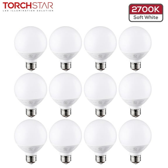 12 Pack Vanity Globe Light Bulbs G25 LED for Bathroom Mirror Decorative, 40W Dimmable, E26 Round Frosted Decorative Bulb, Soft White