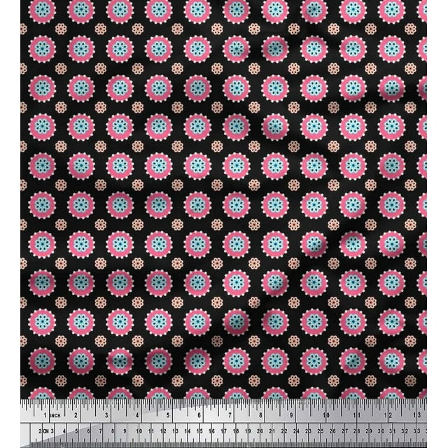 Soimoi Poly Georgette Fabric Flower Artistic Print Fabric by Yard 52 Inch Wide