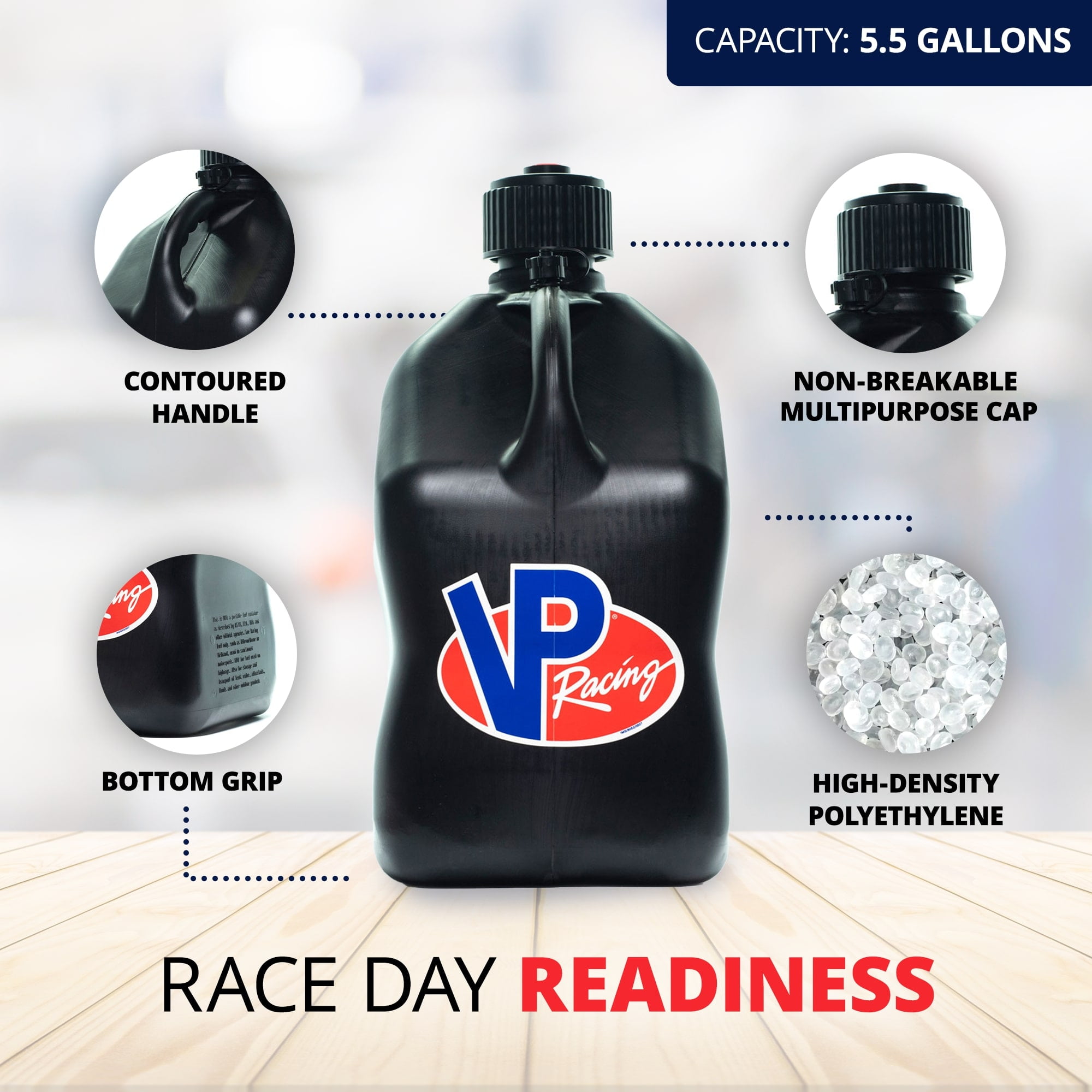 VP Racing 3582 5.5 Gal Motorsport Racing Fuel Utility Container Jug, Black