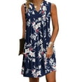 thumbnail image 2 of Nmnitkp Women's Beach Dress Summer Floral Print Short Sleeve V Neck Beach Mini Dress Casual Boho Swing Loose Vacation Dress, 2 of 5