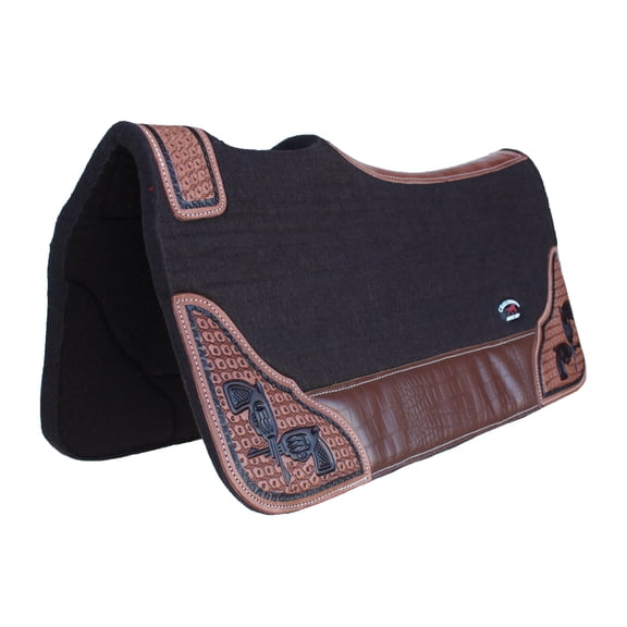 Horse 32" x 30" Western Contoured Wool Felt Therapeutic Saddle Pad Brown 39208BR