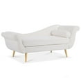 thumbnail image 3 of Triple Tree Upholstered Fabric Chaise Lounge Modern Arms Wave Back Solid Wood Legs Pillow, White, 3 of 7