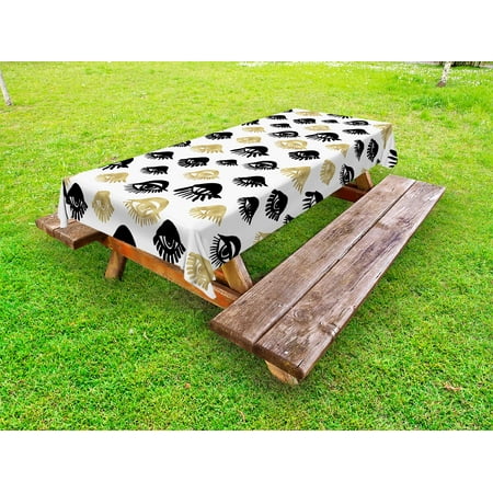 

Trippy Outdoor Tablecloth Sexy Woman Eyes with Eyelash Unusual Style Fashion Icon Modern Design Print Decorative Washable Fabric Picnic Tablecloth 58 X 104 Inches Gold and Black by Ambesonne