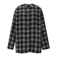 thumbnail image 6 of Aoiroe Womens Plaid Shirts Classic Long Sleeve Button Down Collared Casual Tops Lightweight Spring Blouses Dark Gray 5XL, 6 of 8