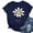 Dark Blue, variant on Womens T-Shirts Printed Floral Crew Neck Short Sleeved Tops(Burgundy,XL)