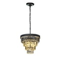 thumbnail image 3 of AloaDecor 3-Light 13" Cone Shape 4-Tier Crystal Chandelier Matt Black Painted 13 to 24 Inches Painted, 3 of 5