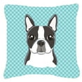thumbnail image 2 of Checkerboard Pink Boston Terrier Fabric Decorative Pillow, 2 of 3