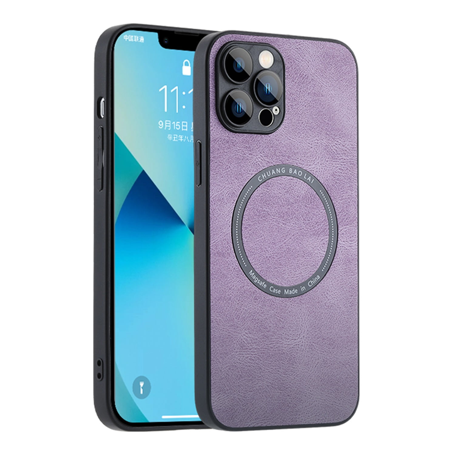 SaniMore for iPhone 13 Pro Case Support Wireless Charging, PU
