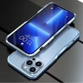 thumbnail image 1 of Funda de aluminio para iPhone 13, carcasa de parachoques con marco de metal, absorbente de golpes, diseño delgado y fresco (iphone13, azul claro), 1 of 5