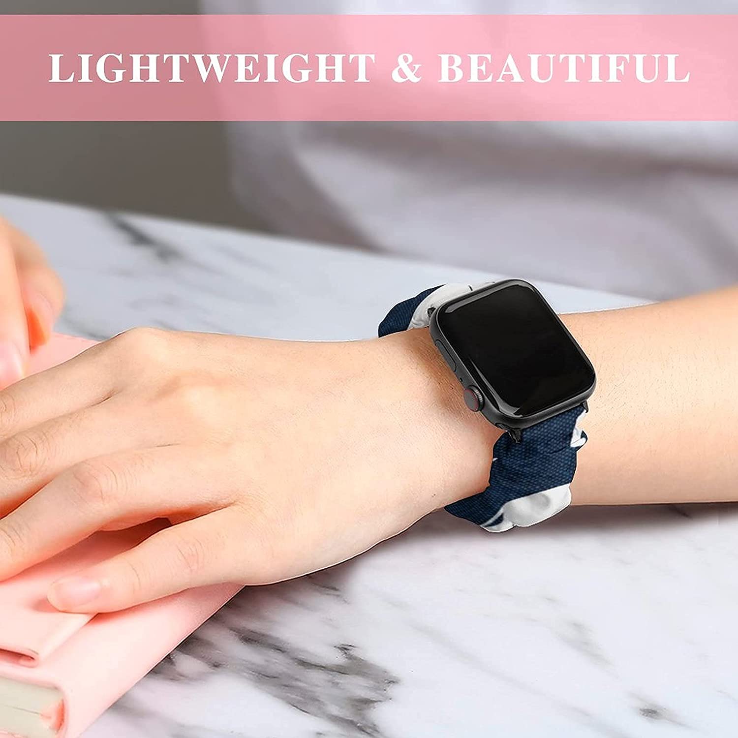Men Women Bands Compatible with Apple Watch 42mm/44mmm,Soft Scrunchy  Elastic Bracelet Wristband Strap Replacement for iWatch Series SE 6 /5/4/3/2/1,Safari Animals Navy | Walmart Canada