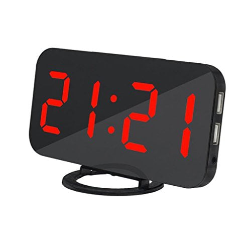 Ultra Thin Modern Snooze and Time Setting LED Digital Decorate Alarm Clock With Phone Charger For Home Decor BLUE
