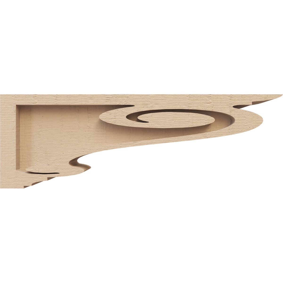 2"W x 12"D x 4"H Thin Scroll Rough Cedar Woodgrain TimberThane Corbel, Primed Tan