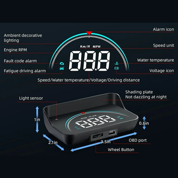 Car HUD Head Up Display OBD Speedometer Windshield Projector Smart Digital Water Temp Voltage Speed Meter