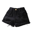 thumbnail image 3 of Liyamei Girls Distressed Denim Shorts with Elastic Waist for Summer Size 2-14,Black, 3 of 5