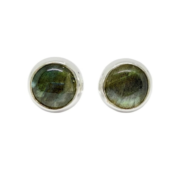 Tibetan Silver Handmade Stud Earrings Labradorite Gemstone 925 Sterling Silver Women's Fashion Jewelry