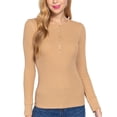 thumbnail image 5 of MixMatchy Women's Long Sleeve Eight Button Closure Henley Thermal Knit Top, 5 of 5