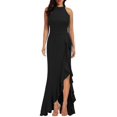 thumbnail image 1 of Vestido WOOSEA para mujer, cuello alto, con abertura, estilo sirena, negro, 1 of 2