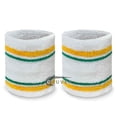 thumbnail image 2 of COUVER 4 Inch Striped Terry Cotton Athletic Sweat Wristbands White Golden Yellow Green 2 Pairs (Mens), 2 of 8