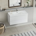 thumbnail image 3 of Modern 42" Wall-Mounted Bathroom Vanity in Glossy White with Resin Top Basin, 3 of 8