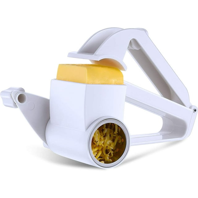 Râpe à Fromage Rotative Manuelle avec Tambour en Acier Inoxydable pour Râper Fromage Dur Chocolat Noix Outil de Cuisine (Blanc)
