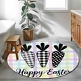 thumbnail image 3 of Round Rug 3.3Ft Washable Non-Slip, Happy Easter Circle Area Rugs for Living Room Bedroom, Black and White Carrots Colorful Plaid Indoor Floor Mats Carpet Runner for Home Decor Aesthetic, 3 of 8