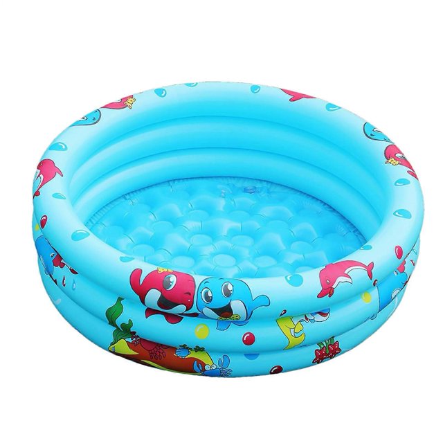 Inflatable Family Pool, Diameter 110 cm, Height 27 cm, Pool Inflatable for , 3 Rings Inflatable Backyard Pool, Blue