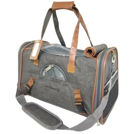- Airline Approved Soft Sided Pet Carrier by Mr. Peanut's, Low Profile Travel Tote with Plush Faux Fleece Bedding, Premium Brand Auto Self Locking Zippers, Perfect for Cats and Small Dogs