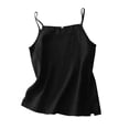 thumbnail image 2 of Sheghy Cotton Tank Top Women 100%Cotton Linen Blend Crew Neck Cami, Solid Split Hem Sleeveless Casual Tank Black M, 2 of 8