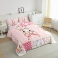 thumbnail image 3 of jejeloiu Kawaii Cute Rabbit Full Size Comforter Sets,Cartoon Bow Knot Bow Bedding Comforter Set,Pink Plaid Chekcered Bedding Sets For Girls Kids,Ultra Soft Home Decor Reversible,3pcs, 3 of 8