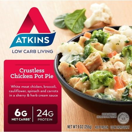 Atkins Crustless Chicken Pot Pie Bowl Meal 9oz (Frozen Dinner)