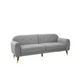 thumbnail image 3 of 75" W Velvet Loveseat Sofa Bed, Mid Century Modern Decor Furniture, Button Tufted Upholstered Love Seat Couch with Wood Legs for Living Room Bedroom, Gray, 3 of 6