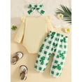 thumbnail image 4 of HWJAD Baby Girl My First St Patrick's Outfit - Newborn Shamrock Long Sleeve Romper Pants Headband Cute Clothes Set, 4 of 11