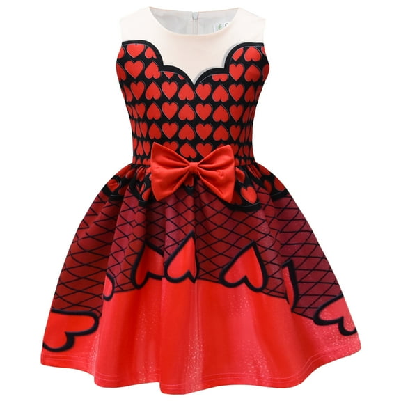Kids Rise Red Costume Bowknot Dress Halloween Dress up Outfit