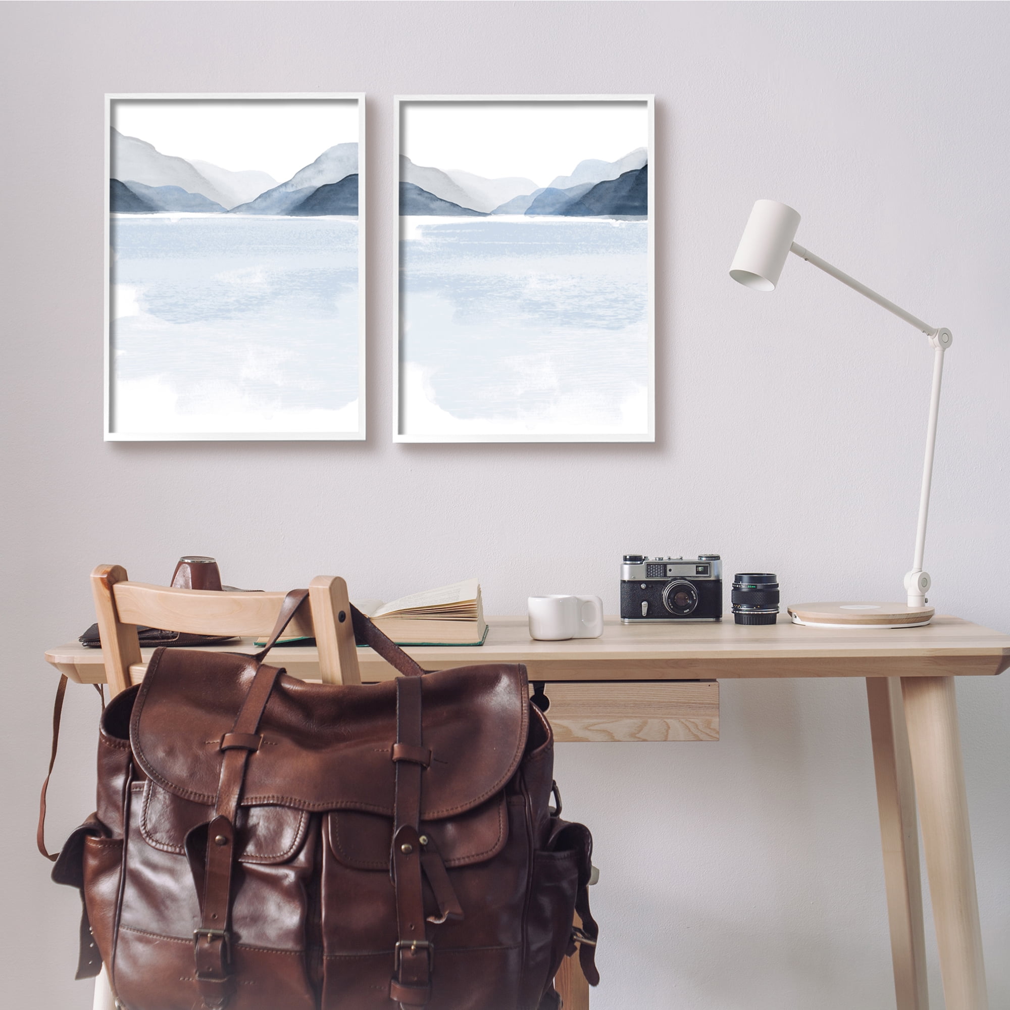 Stupell Industries Coastal Mountain Range Landscape Soft Watercolor Blue Scene, 16 x 20, Design by Victoria Barnes