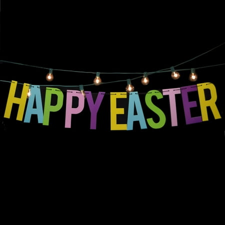 Happy Easter Paper Quasimoon Happy Easter Colorful Party Paper Letter Garland Banner (4FT-9FT) by PaperLanternStore ()