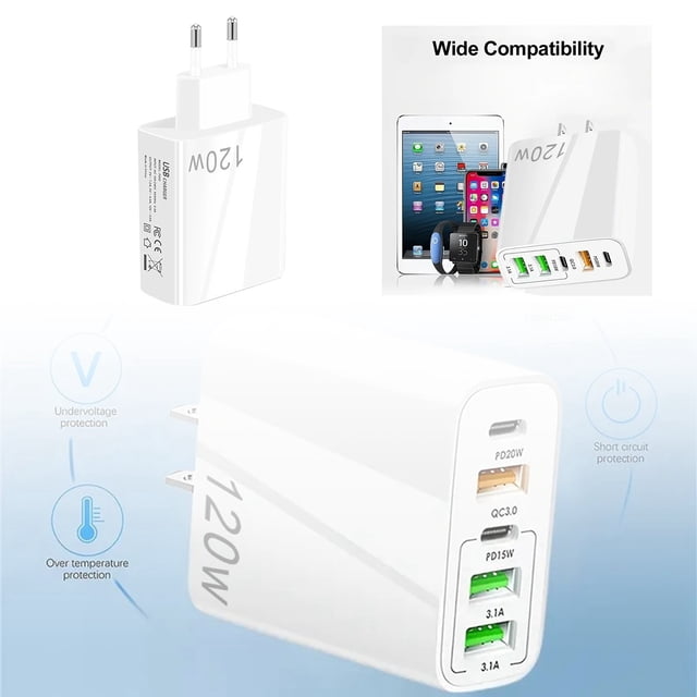 Fokuz QC3.0+PD20W Fast Charger With 3 USB Ports And Type C Functional Adapter For Smartphone Charging