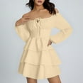 thumbnail image 5 of HXWCHs A Solid Color One Shoulder Casual Dress for Women S C-Beige, 5 of 8