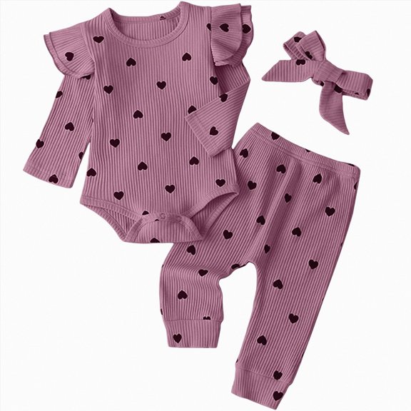 Gibobby Toddler Infant Baby Girl Clothes 12 24 Months 2T 3T 4T Long Sleeve Letter Romper Hooded Pants Outfits Set(0-3 Months,Purple)