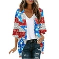thumbnail image 2 of Wiyuqeen American Flag Lightweight Summer Cardigans Womens 4th of July Short Sleeve Chiffon Cardigan Open Front Stars Striped Cover Up, 2 of 5