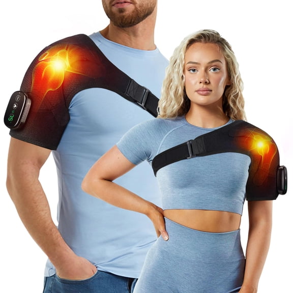 Cordless Shoulder Massager - Heat Therapy, Shiatsu Kneading, Air Compression, Adjustable Shoulder Straps, Detachable Remote Control, One-Button Operation