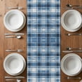 thumbnail image 6 of Blue Plaid Table Runner - 108 Inch Long, Kitchen Dining Table Runner Dresser Scarves, Modern Simple Watercolor Buffalo Lattice Farmhouse Decor for Coffee Tables Wedding Party Banquet, 6 of 8