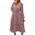 thumbnail image 1 of El vestido estampado sexy de manga larga suelto con cuello cuadrado informal de talla grande de invierno para mujer a la moda Fridja  yut7166, 1 of 1