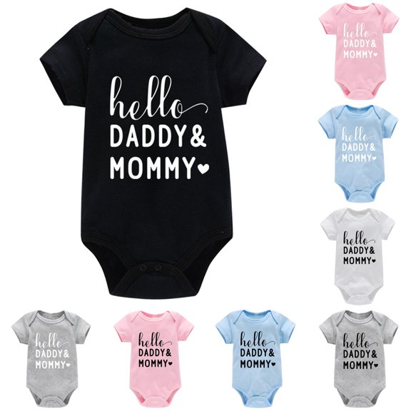 Nfant Boys Girls Short Sleeve Letter Prints Romper Bodysuits Clothes