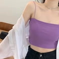 thumbnail image 3 of Spaghetti Strap Top,Women Short Top Spaghetti Sleeveless Slimming Camisole Pure Color Racerback Extended Durability, 3 of 5