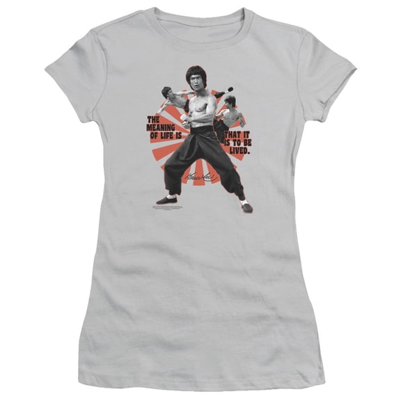 Bruce Lee Meaning Of Life S/S Junior Women's T-Shirt Sheer Silver